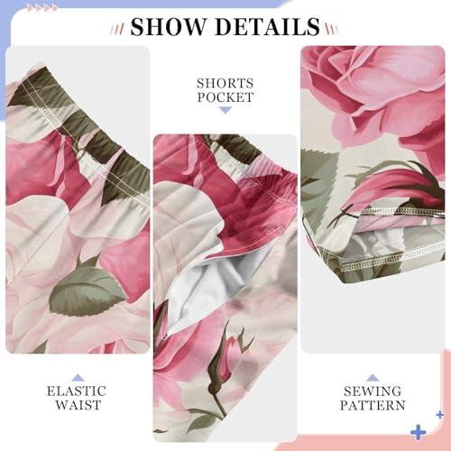 Pink Rose Vintage Floral Pajama Pants Long Sleep Pant Soft PJ Bottoms Sleepwear4