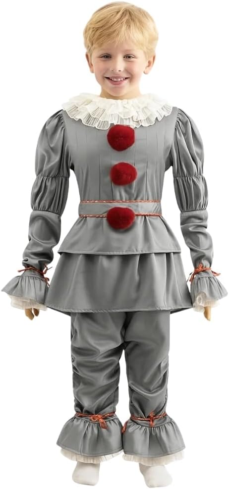 WP WANNA PARTY Cotton Blend Kids Pennywise Halloween Costume,Joker Costume, Scary Clown Costume For Halloween Costumes, Stage Shows,Cosplay Costumes For Kids, Multicolour