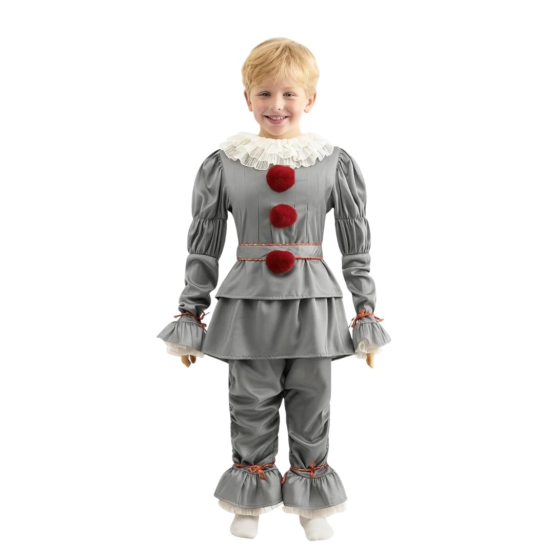 WP WANNA PARTY Cotton Blend Kids Pennywise Halloween Costume,Joker Costume, Scary Clown Costume For Halloween Costumes, Stage Shows,Cosplay Costumes For Kids, Multicolour
