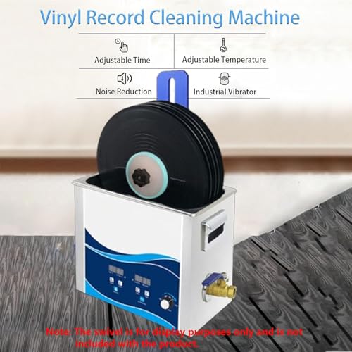 Pulitore per dischi in vinile ad ultrasuoni, 6,5 l, per rimuovere polvere e scoppiare da dischi da 7/12 pollici, con calore regolabile e timer per un ripristino audio nitido