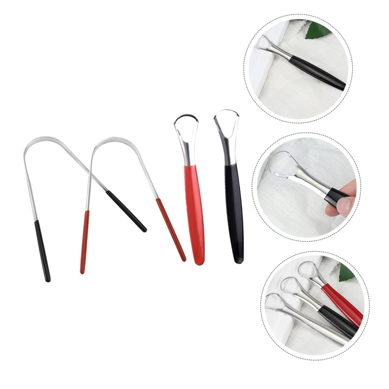 FRCOLOR 3 Set Raschietti Per Lingua Strumenti Per Orale Inossidabile Leggeri E Facili Portare Per Uso 4 Pezzi * 3