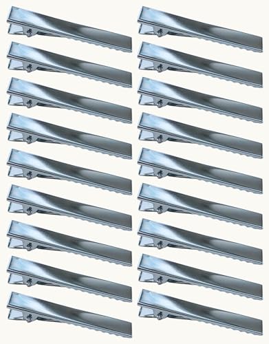 Image of ROSAURA (5.5 CM 50 Pcs) Alloy Steel Single Prong Alligator Hair Clips Base for DIY Hair Accessories, Barrette Hair Clips for Bow Making, Salon, and Hair Styling (Silver Flat)