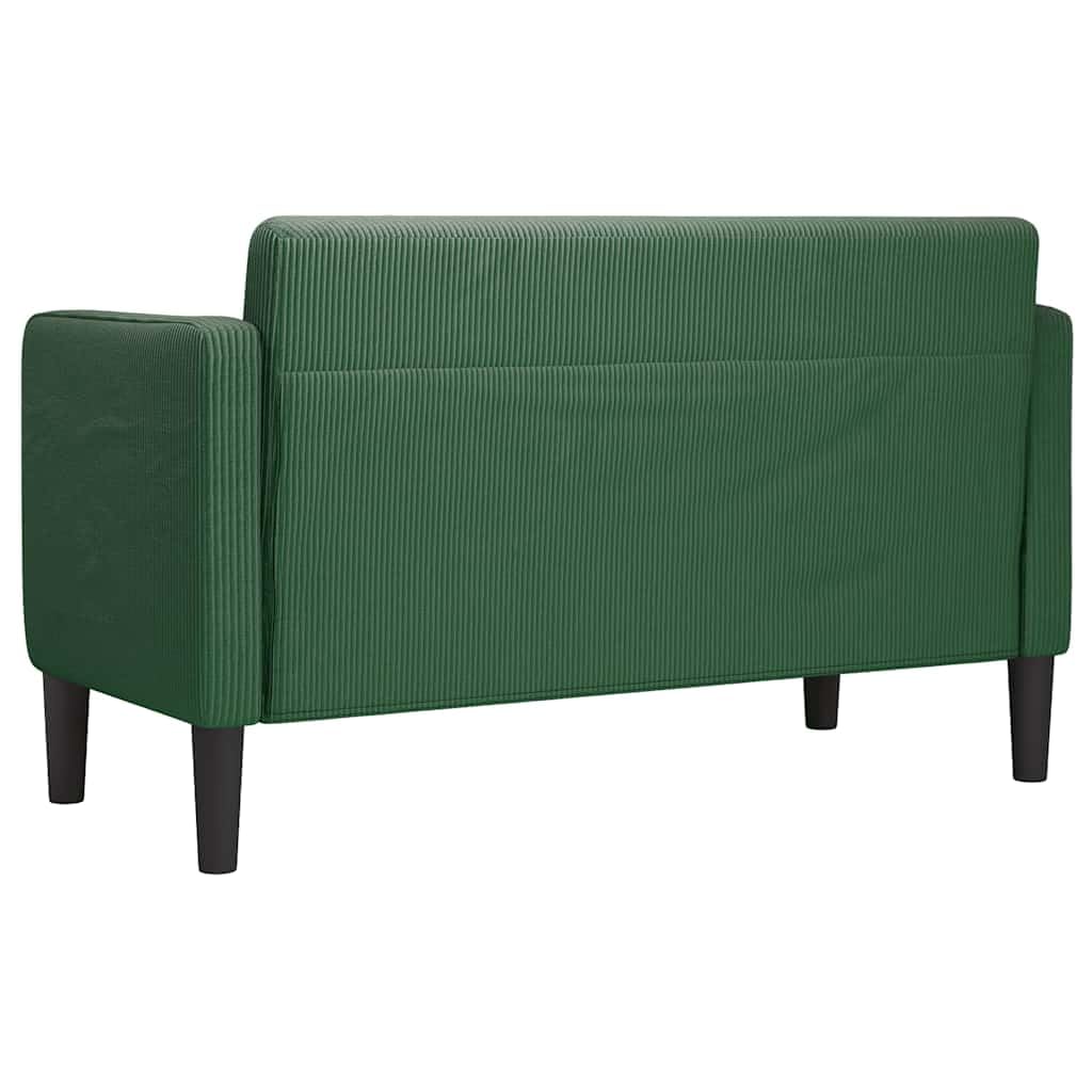 Canapé 2 Places, Causeuse de Salon Fauteuil Sofa 2 Places Causeuse Vert foncé 124 x 68 x 74,5 cm Tissu Velours côtelé