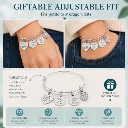 Image of Infinity Collection Best Friends Bracelets- Not Sisters By Blood But Sisters By Heart Bracelet- Friend Jewelry- Gift for Friends
