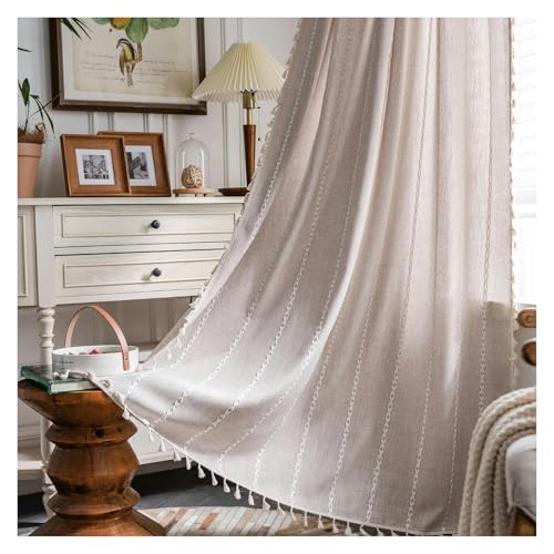 Rideaux occultants haut de gamme à broderies de style bohème rose