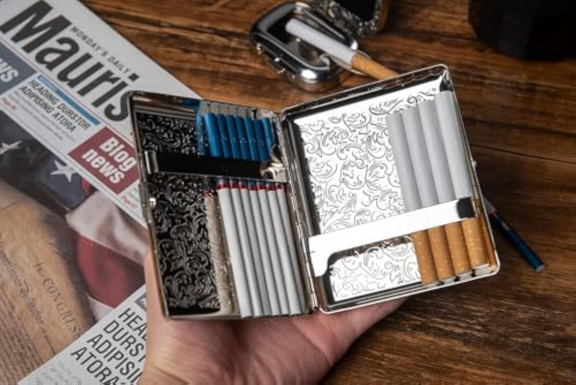 Victorian Style Metal Cigarette Holder Case for Men