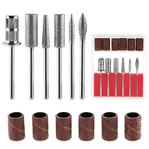 MWOOT Diamond Nail Art Drill Bits Set with Sanding Bands,Manicure Filer Sanding Drill Bit,Professional Acrylic Gel Nail Polishing Tools for Cuticle Removal,Polishing Shape Design