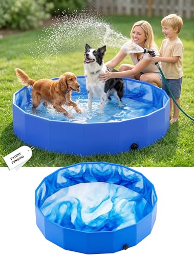 Image of 2026 Foldable Dog Kiddie Pool,Portable Hard Plastic Dog Pool,Thickened Kids Swimming Pool For Small Dogs,Collapsible Pet Pool,NonSlip Foldable Plastic Dog Wading Pool,Bathtub For Puppy,48*12in