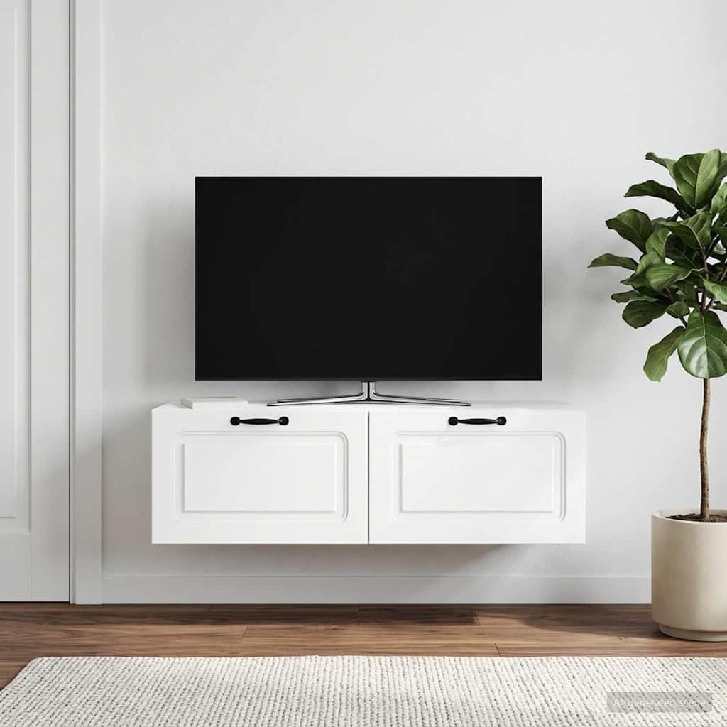 Générique Mobile TV da parete, 98 x 41 x 30 cm, in legno di ingegneria | Ripiani integrati, organizer per dispositivi, gestione dei cavi, design salvaspazio, costruzione solida