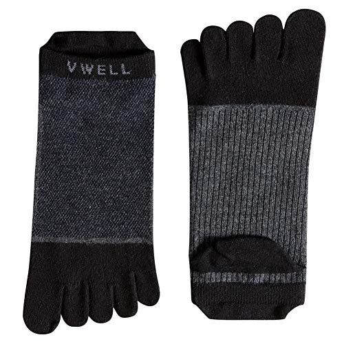 VWELL Cotton Toe Socks Five Finger Socks No Show Crew Athletic Running Socks 4 Pairs,Size 7-112