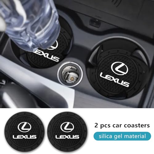 Image of Black Silicone Car Coasters for Lexus Series Series Non-Slip Car Cup Holder Coasters,Car Interior Accessory for Car Cup Holder 2.75IN 2Pack