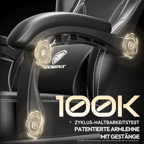 Sedia da gioco da corsa, ergonomica, con supporto lombare, in pelle PU, schienale largo, 150 kg, colore nero - Sedia gaming - Immagine 6