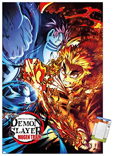 Poster Demon Slayer de qualite superieure 56x86 cm avec suspension au rendu premium
