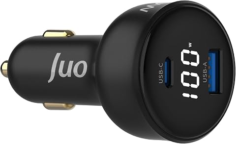 Juo 100W Led Ekranlı Type-C + USB-A Araç Şarj Aleti iPhone & Android & Notebook Araç içi Şarj Cihazı
