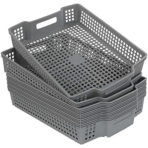 Ggbin Plastic Basket for Organizing, Grey Basket Trays, Set of 6 Cover