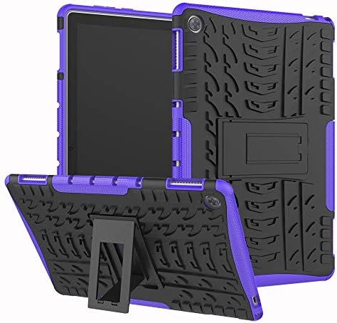 for Huawei MediaPad M5 Lite 10.1 Case [Kickstand Feature] Hard PC Back Cover Soft TPU Dual Layer Shockproof Impact Resistance Armor Defender Case for MediaPad M5 Lite 10.1 Inch(Purple