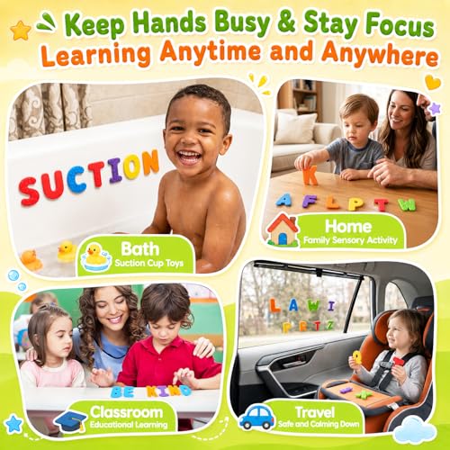 Sensory Toys: 26 Uppercase Letter Textured Fidget Toys with Suction Cup - image 5
