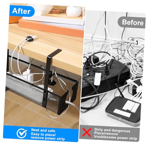 Organizador de cables para escritorio Bandeja portacables resistente de alambre metálico para oficina en casa miniatura 4
