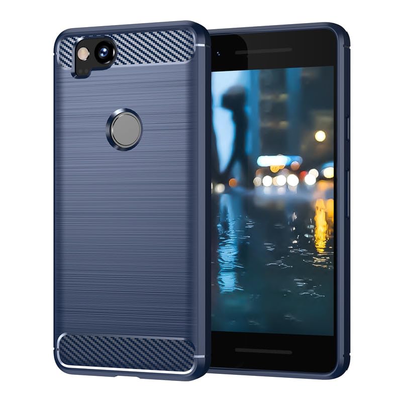 Image of Hybrid Carbon Fiber Back Case for Google Pixel 2 (Blue)