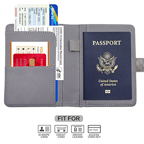 Image of Melsbrinna Premium Leather Passport Holder Covers Case, Waterproof Rfid Blocking Travel Wallet Passport Holder with Pen Holder, Cute Passport Book for Women /Men