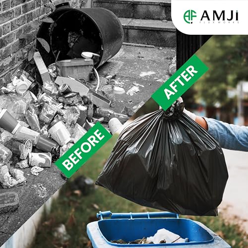 Image of Garbage Bags Medium | 180 Count | 30 Bags x 6 Rolls | 19 x 21 Inches Dustbin /Trash Bags | Black Disposable Bags with Detachable Tie-Tape | For Kitchen, Home, Hotel, Wet & Dry Waste