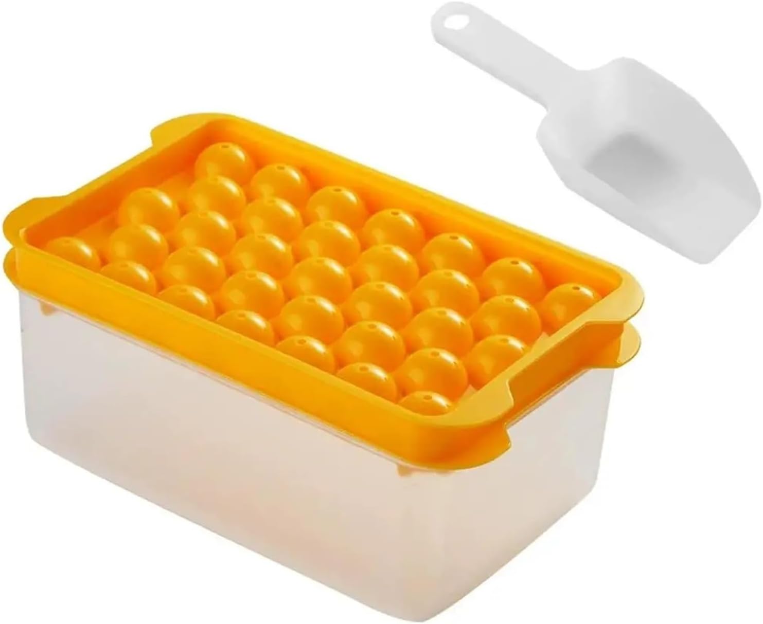 3-Piece Reusable Plastic Ice Cube Mould Large Capacity Food Grade Tray Set With Storage Containe For Home(C)