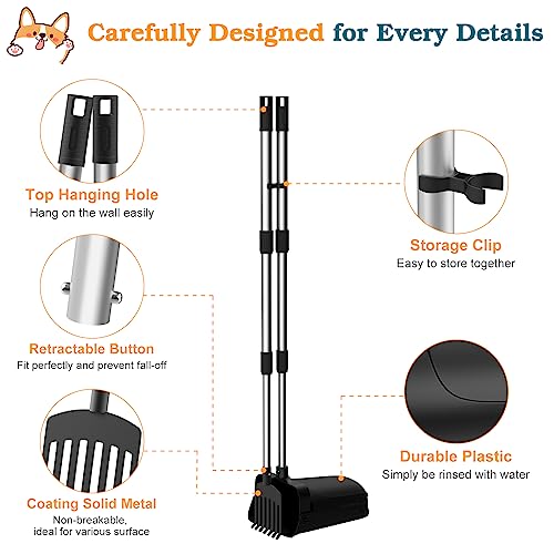 Pooper Scooper Swivel Bin Rake Kit, Dog Pooper Scooper with 20 Waste Bags for Large Dogs Heavy Duty Medium Small Dogs, Pet Waste Removal Scoop with Long Handle for Lawn, Yard, Kennel, Black Pooper Scooper Swivel Bin Rake Kit, Dog Pooper Scooper with 20 Waste Bags for Large Dogs Heavy Duty Medium Small Dogs, Pet Waste Removal Scoop with Long Handle for Lawn, Yard, Kennel, Black