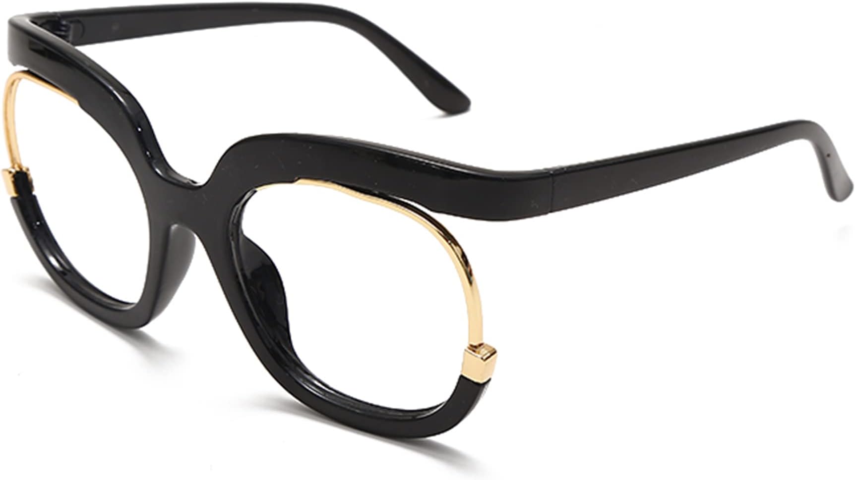 Rmerom Blue Light Blocking Oversized Glasses Stylish Fake Round Eyeglasses for Women UV400 Protection Eyewear GVA9051