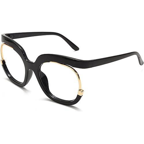 Rmerom Blue Light Blocking Oversized Glasses Stylish Fake Round Eyeglasses for Women UV400 Protection Eyewear GVA9051