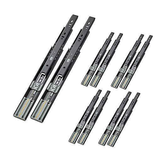 AOLISHENG 5 pares de corredores de cajón de cierre suave de 350 mm, rodamientos de bolas, de extensión completa, deslizamientos de cajón resistentes, capacidad de carga de 45 kg Cover