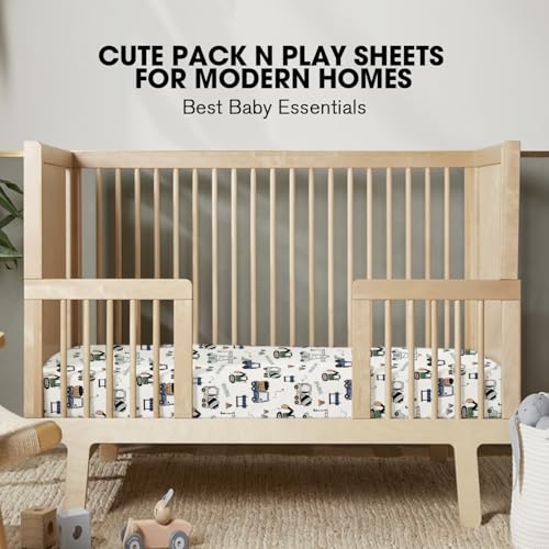 Image of Little Grape Land Pack and Play Sheets Mini Crib Sheets Soft Breathable Pack N Play Sheets, Playard Fitted Sheet 2 Pack Stretchy Fits 38 inchx26 inch Playard Mattress