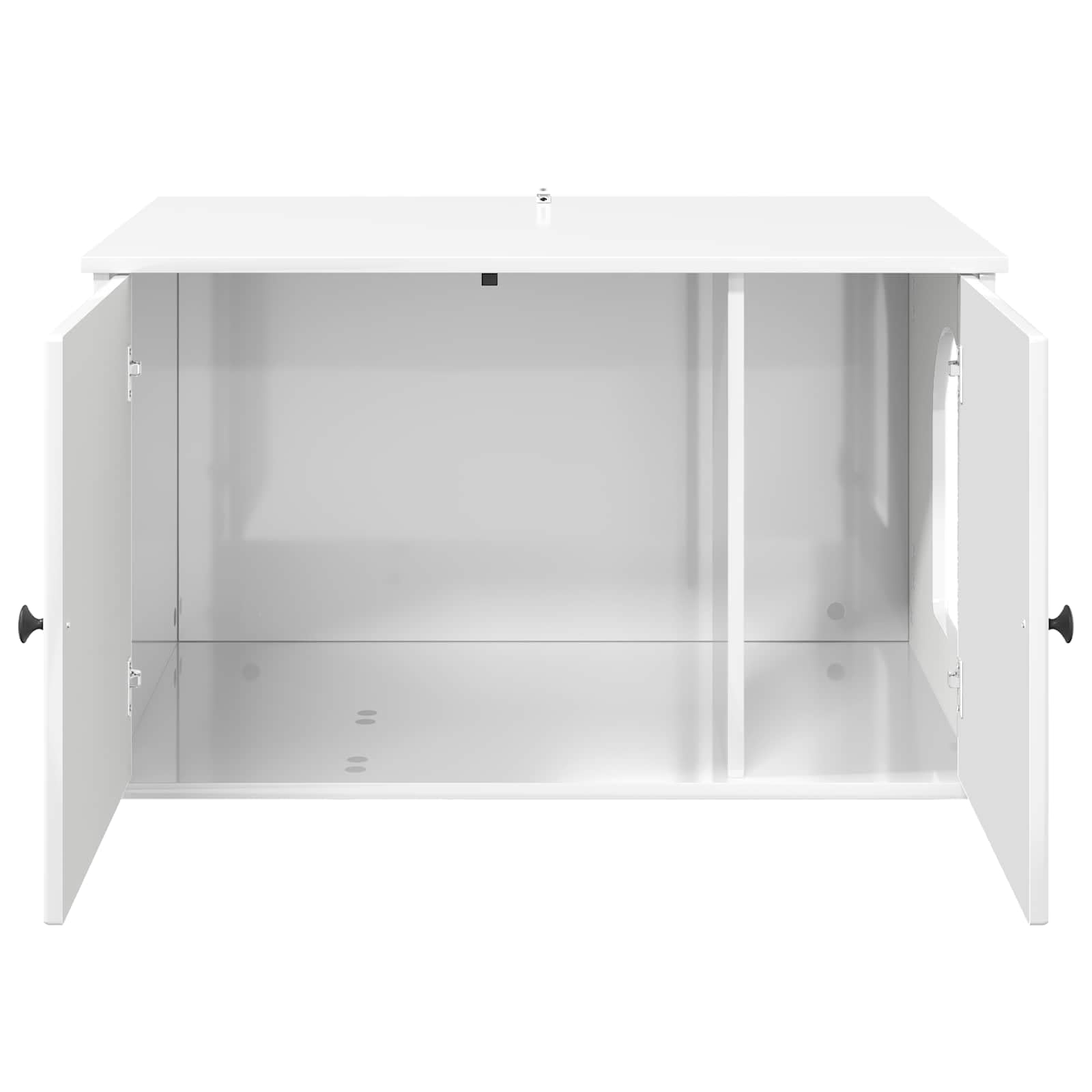 Katzenhaus Glänzend Weiß 85 x 55 x 50 cm Holzwerkstoff Stabiler Rückzugsort für Katzen geeignet für Wohnung und Wohnzimmer mit Liegemulde, Kratzbaum, Hängematte und Kratzbrett