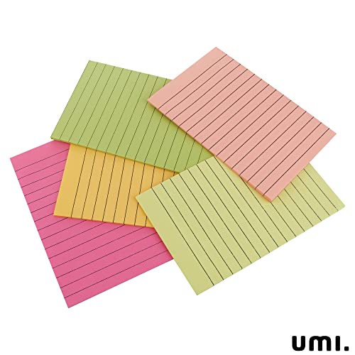 Image of Amazon Brand - Umi Ruled Multicolored Self Stick Note Pad of 4 x 6 inch 100 Sheets