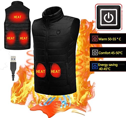 KOBWA Chaleco Calentador eléctrico para Hombre, Mujer, Chaleco Calentador para Invierno, Ajustable, 5 V, Carga USB, Chaleco para Deportes al Aire Libre, cálido Aislante, EU-XL