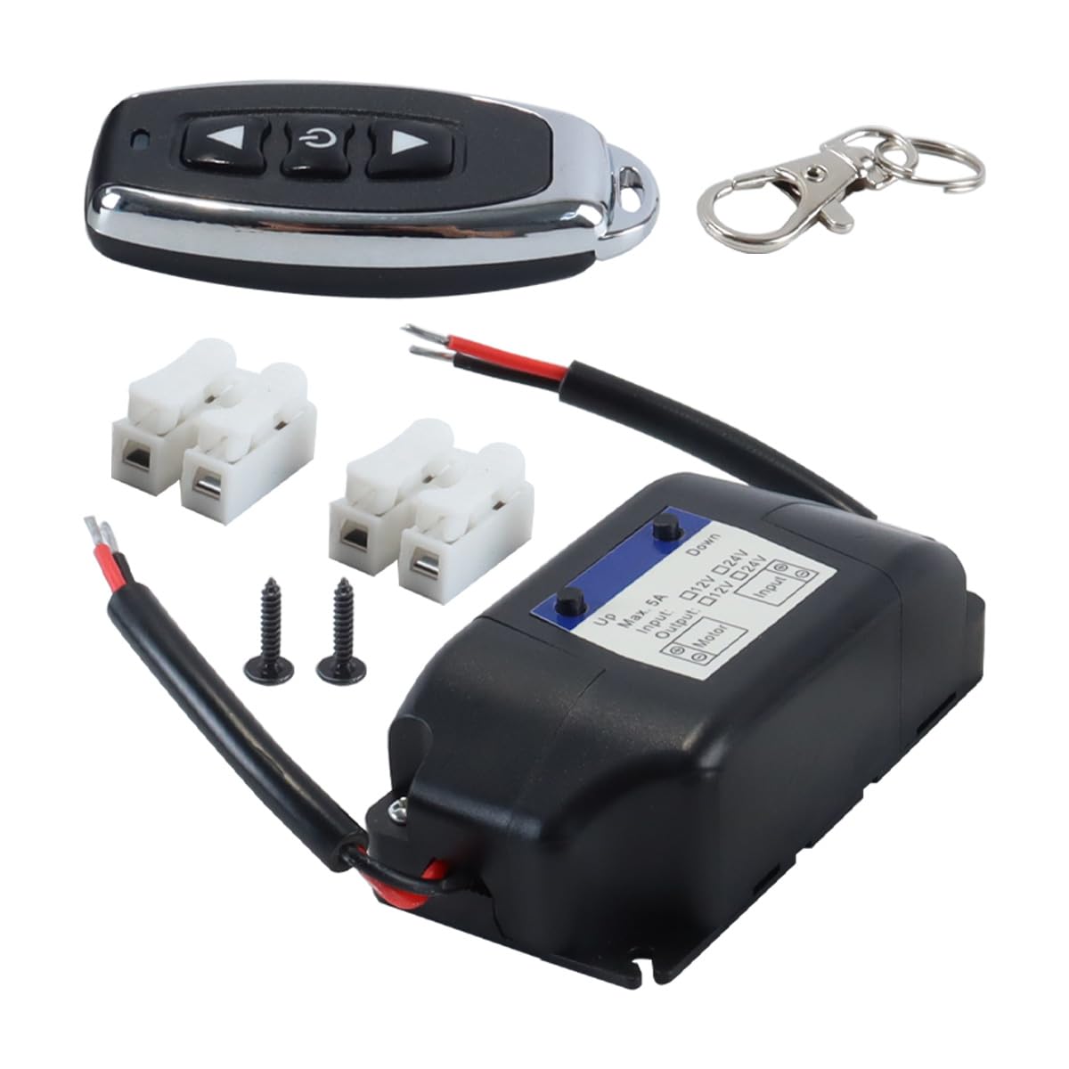 Contrôleur spécial pour actionneur électrique. Télécommande sans fil dédiée. Configuration possible en mode montée/descente (12 V/24 V).