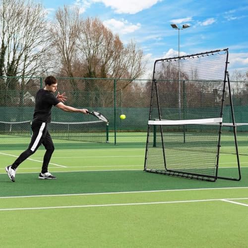 Rete da rimbalzo portatile da tennis, in acciaio, facile da montare, perfetta per la pratica da solo, l'allenamento all'aperto e l Devnt
