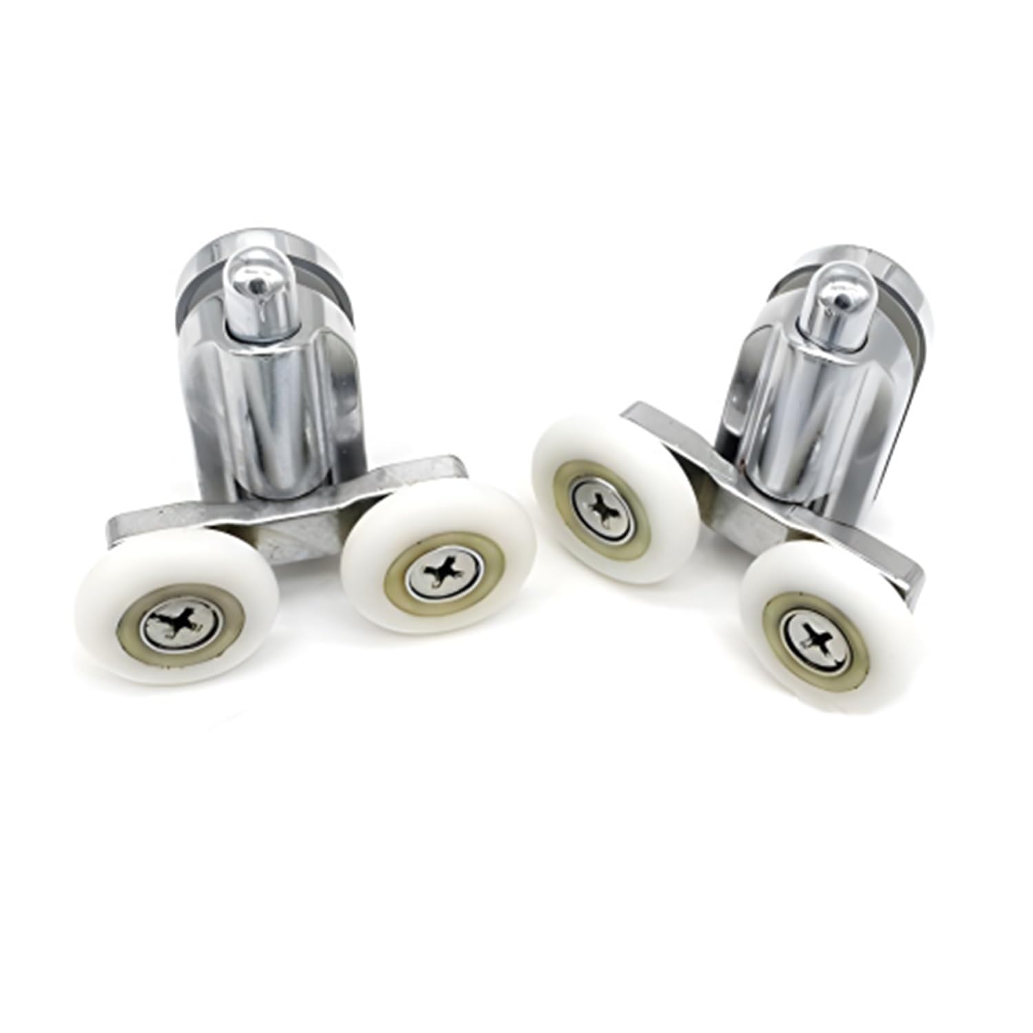 Shower Door Fixing Pulleys in Chrome - Bottom - Fits Glass 4-6mm (23mm 2 Lower Wheel), 23mm 1Upper Wheel +1Lower Wheel, 23 millimeters