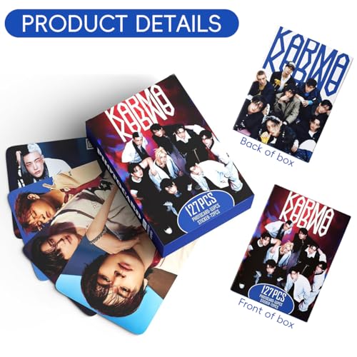 Image of Fancyku K-pop Star Photo Cards Kit 55Pcs Stray Kids Collection Set with 72 Stickers for Fans, Glossy Durable Prints and Creative DIY Gift Idea for Scrapbooks Journals Decor Storage Display (Karma)