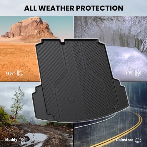 Image of LASFIT Trunk Mat for Volkswagen Jetta 2011-2018, Custom Fit All-Weather TPE Rubber Cargo Mat for VW Jetta Accessories Trunk Liner Cargo Liner, Waterproof, Easy to Clean, Black