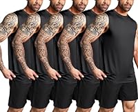 Boyzn 5er Pack Herren Bodybuilding Ärmellose Shirts, Fitness Sport-Tanktops, Muskelshirts für Gym und Laufen Schwarz-5P01-3XL