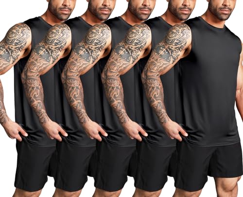 Boyzn 5er Pack Herren Bodybuilding Ärmellose Shirts, Fitness Sport-Tanktops, Muskelshirts für Gym und Laufen Schwarz-5P01-3XL