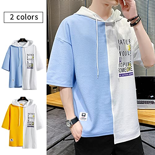 XIAOYAO T-Shirt Uomo, t-Shirt con Cappuccio (Blu