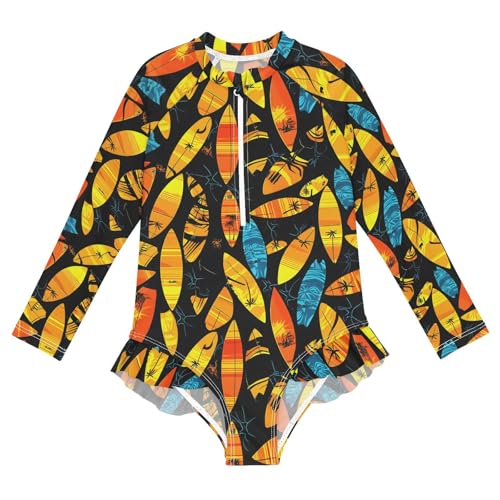 ALAZA Toddler Swimsuit Girl Bathing Suit Swimwear Rash Guard Surfboard Long Sleeve 3T