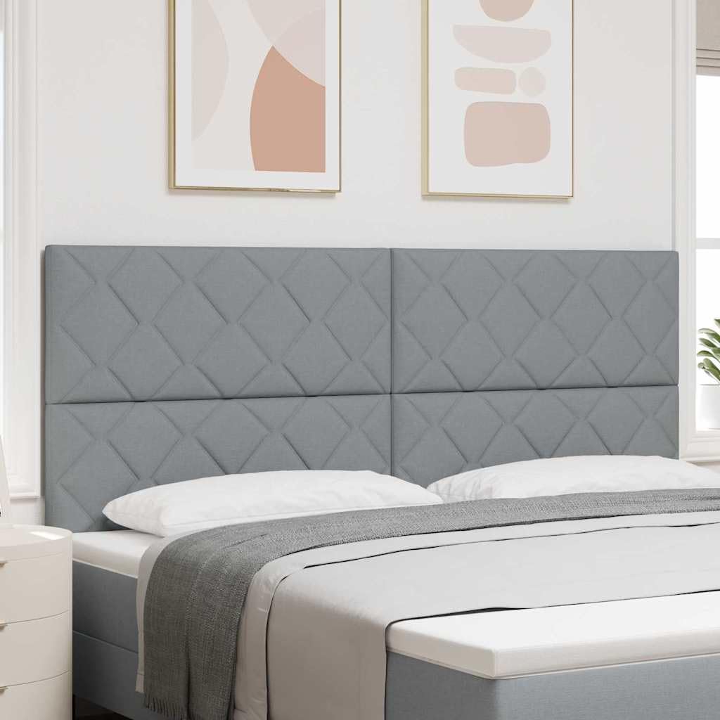 Cabecero de cama de 200 cm de ancho - Funda de tela gris claro - Acolchado con marco de madera de pino - Diseño moderno - Robusto y duradero - Altura ajustable - Para dormitorio, cama