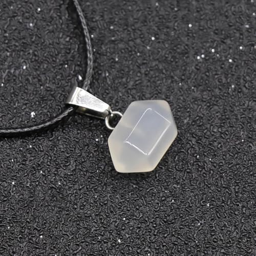 Image of THE MEN THING CLEAR QUARTZ - Natural Crystal Pendant with 19inch Leather Rope Chain for Men & Boys