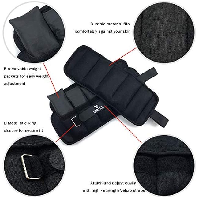 Adjustable Ankle Weights for Women Men Kids, Wrist Weight Set 1-5/11 lbs(1 Pair) with Removable Weight for Jogging, Walking, Gymnastic, Workout