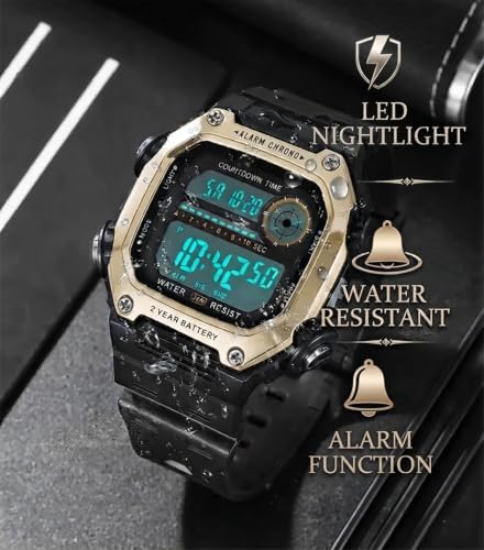 Image of Time Up Digital Dial Finer-Quality Material Square Shape Waterproof,Alarm,Night-Light Watch for Men & Women- WF124-X