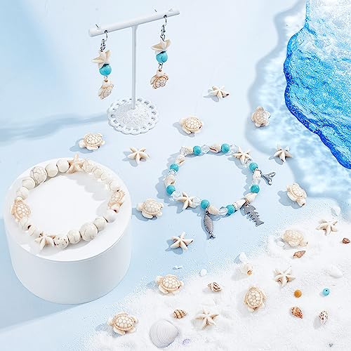 SUNNYCLUE 1 Box 80+120Pcs Turtle Beads White Starfish Beads Bulk Synthetic Turquoise Turtles Bead Summer Sea Ocean Animal Beaded Kit for Jewellery Making Beading Supplies DIY Necklace Bracelets Craft - Image 4