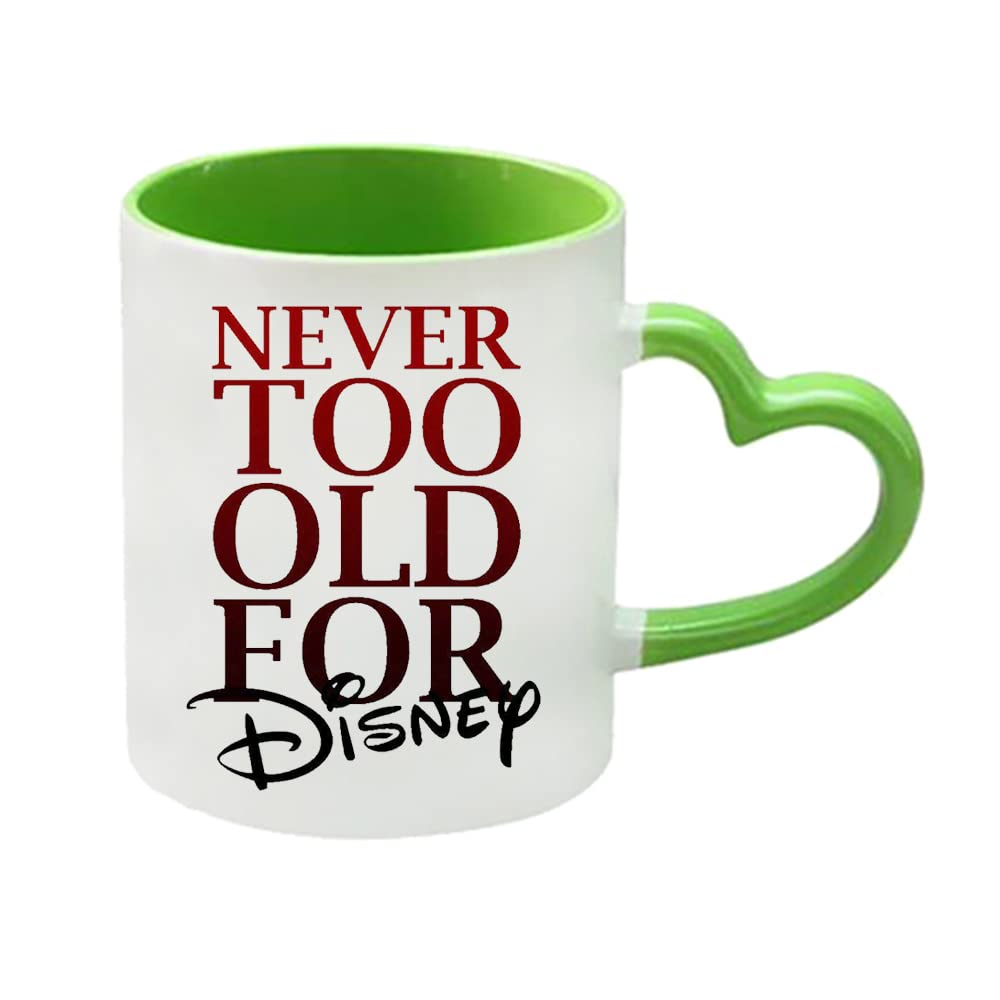 Giftme Never Too Old for Birthday, Christmas, Secret Santa Coffee Tea Mug 11oz Heart Handle Ceramic Mug. (Green) โ image 1