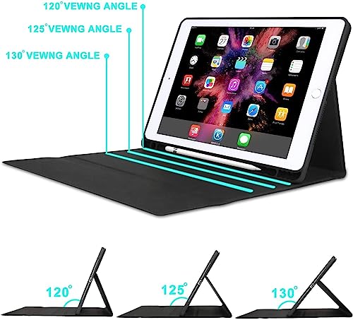 Kvago Ipad Keyboard Case 9.7 Inch, Compatible With Ipad 6Th Generation,Ipad 5Th Generation, Ipad Pro 9.7 Inch, Ipad Air 2,Ipad Air, Protective Folio Cover With Wireless Bluetooth Keyboard -Black #TOP4